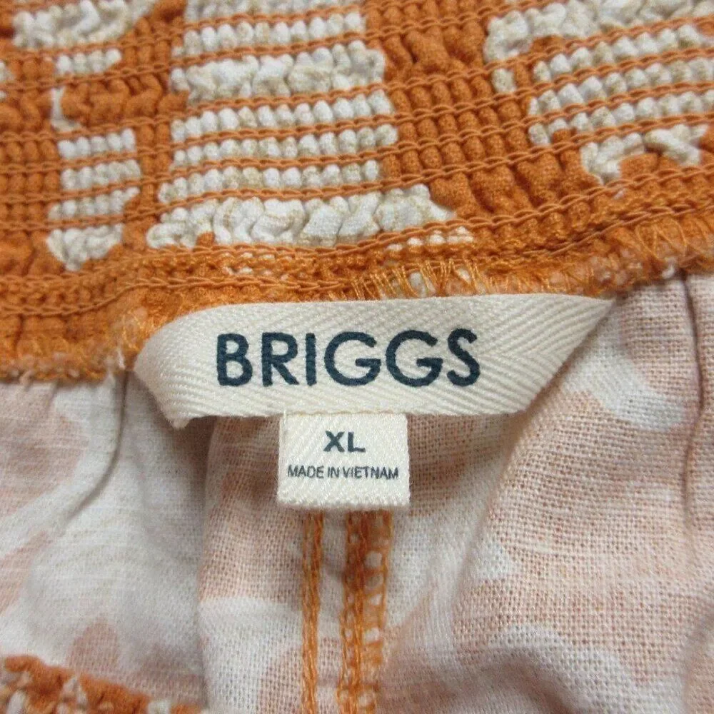 BRIGGS Linen Blend Pull On Shorts Womens Size XL Orange Cream Floral Flowers NWT